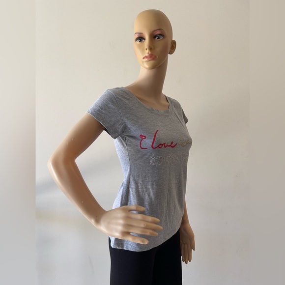 bebe Grey Scoop Neck T-Shirt - Picture 5 of 6